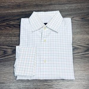 Trussini White w/ Red & Navy Plaid French Cuff Shirt 15.5-34